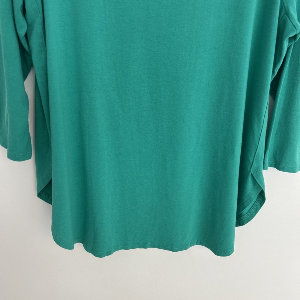 Susan Graver Weekend Essentials Size XL 3/4 Sleeve Kelly Green Pullover Soft Top - Picture 6 of 11